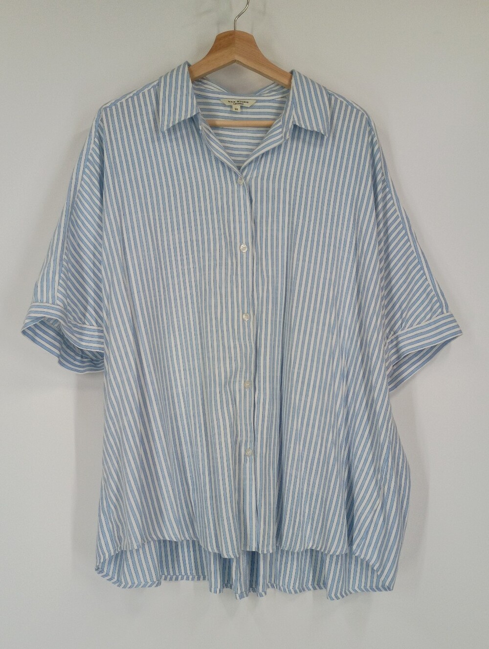 Max Studio Collared Stripe Button Front Top
